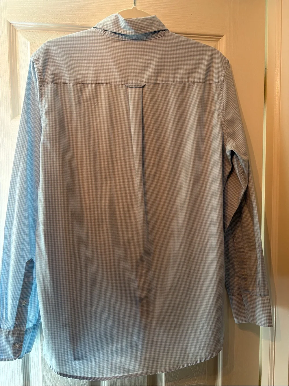 Chaps Light Blue Micro-Gingham Button-Down Shirt M #0026